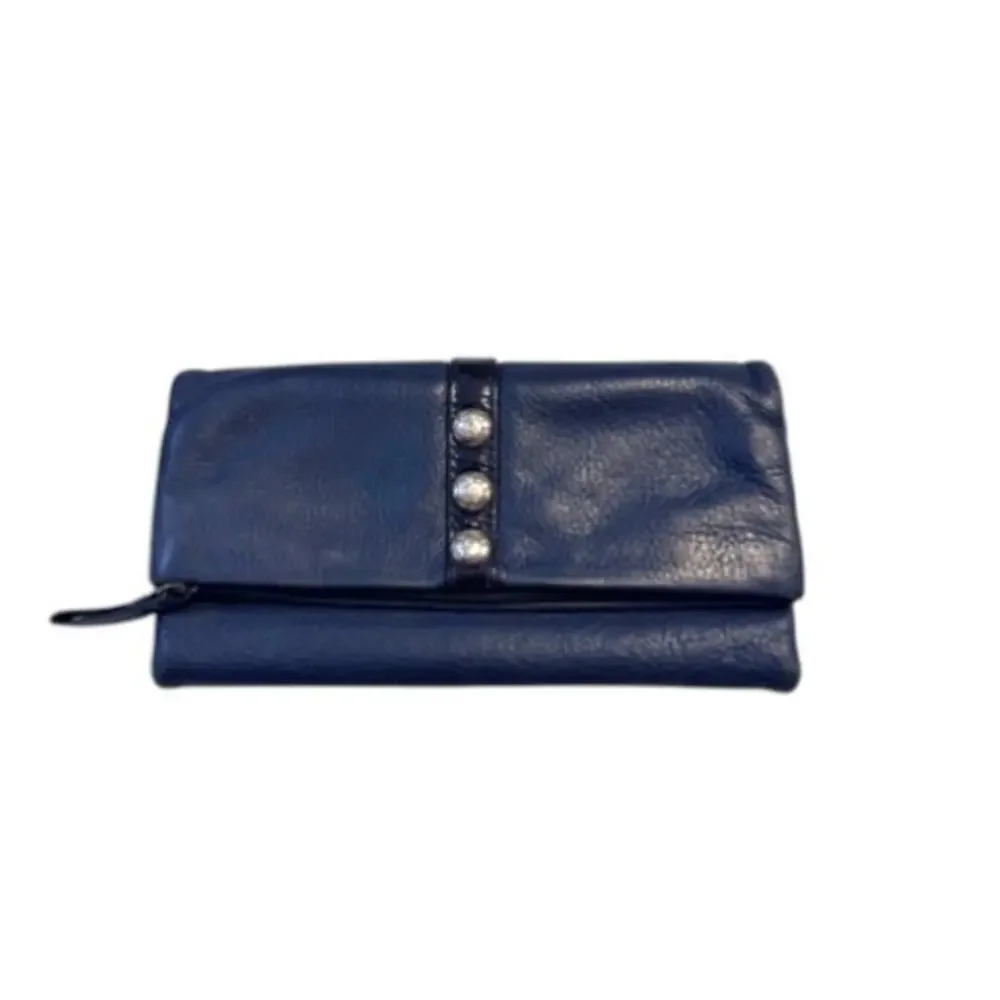 Brighton Nolita Shimmer Large Wallet Navy Leather Flap Magnetic Snap $190 Retail